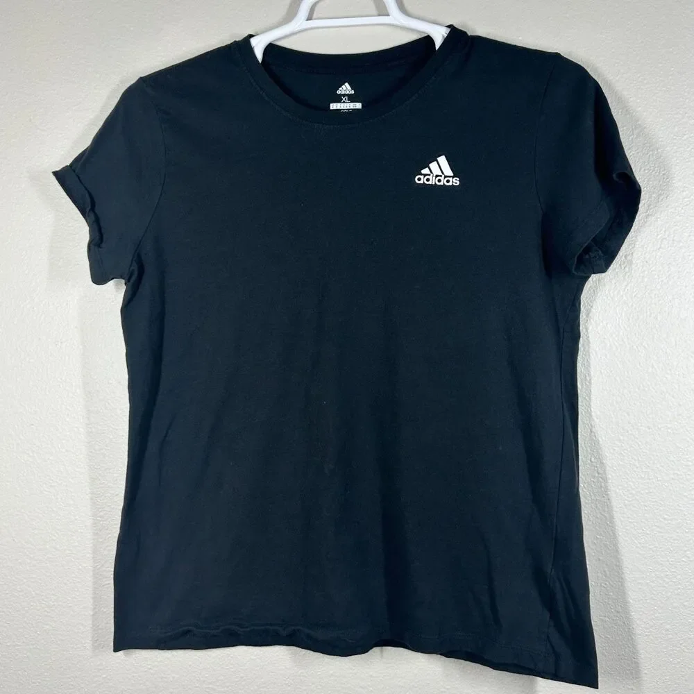 Adidas Golf Shirt Mens XL Black Short Sleeve Logo Athletic Tee 100% Cotton